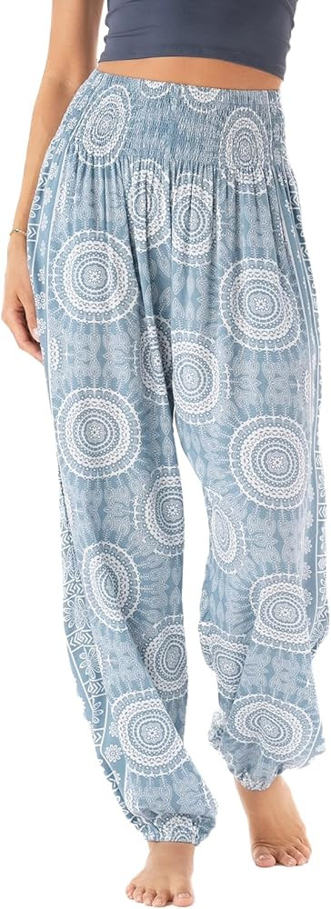Lotus and Luna Women's Harem Pants Thai Pants for Beach & Lounge High Waisted Flowy Boho Pants Ge... | Amazon (US)