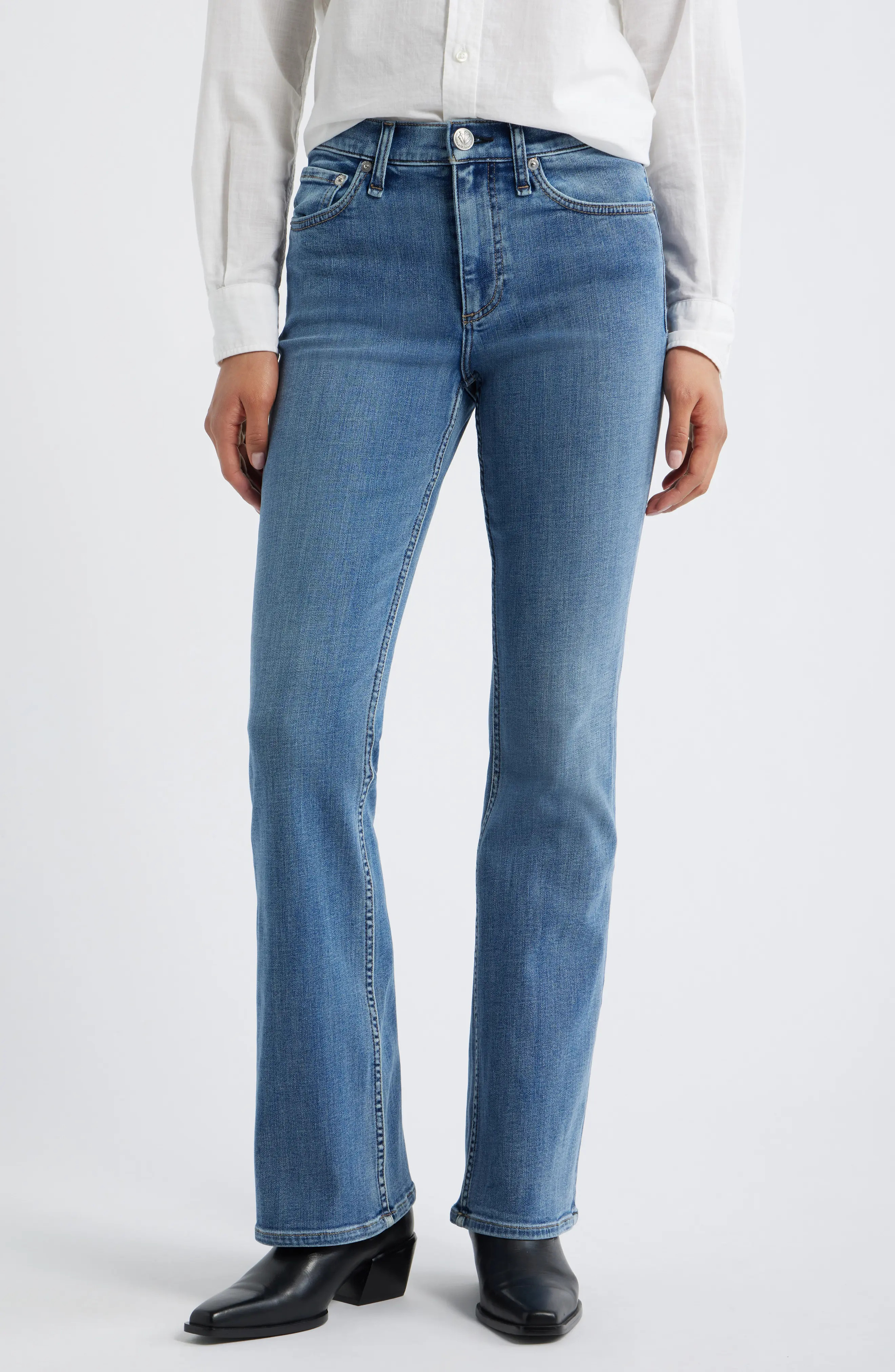 rag & bone Flexi Peyton Mid Rise Full Length Bootcut Jeans in Accord at Nordstrom, Size 31 | Nordstrom