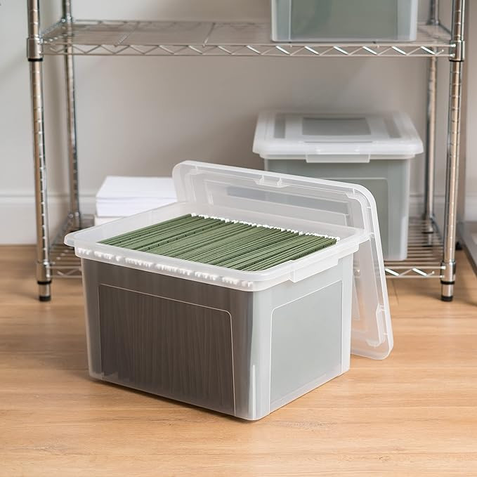 IRIS USA File Box, Plastic File Boxes With Lids, Document Organizer for Letter/Legal File, Docume... | Amazon (US)