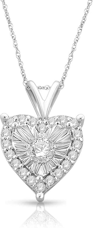 NATALIA DRAKE 1/4 Cttw Diamond Heart Earrings or Necklace for Women in 925 Sterling Silver | Amazon (US)