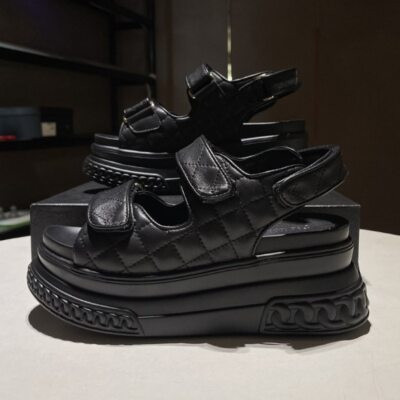 Fashion Leather Women Platform Sandals White Chunky Sports Wedge Shoes | eBay US