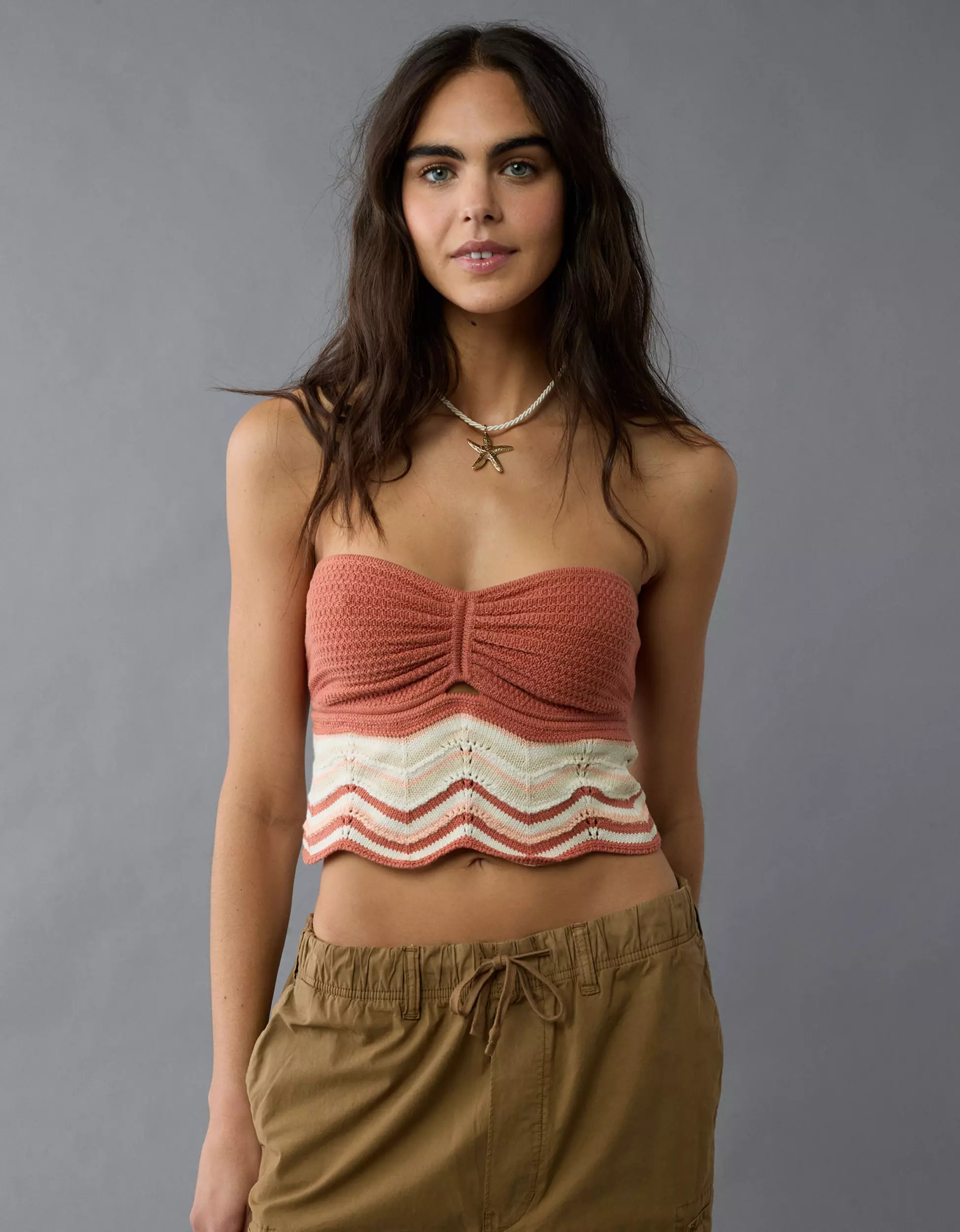 AE Cropped Chevron Crochet Tube Top | American Eagle Outfitters (US & CA)