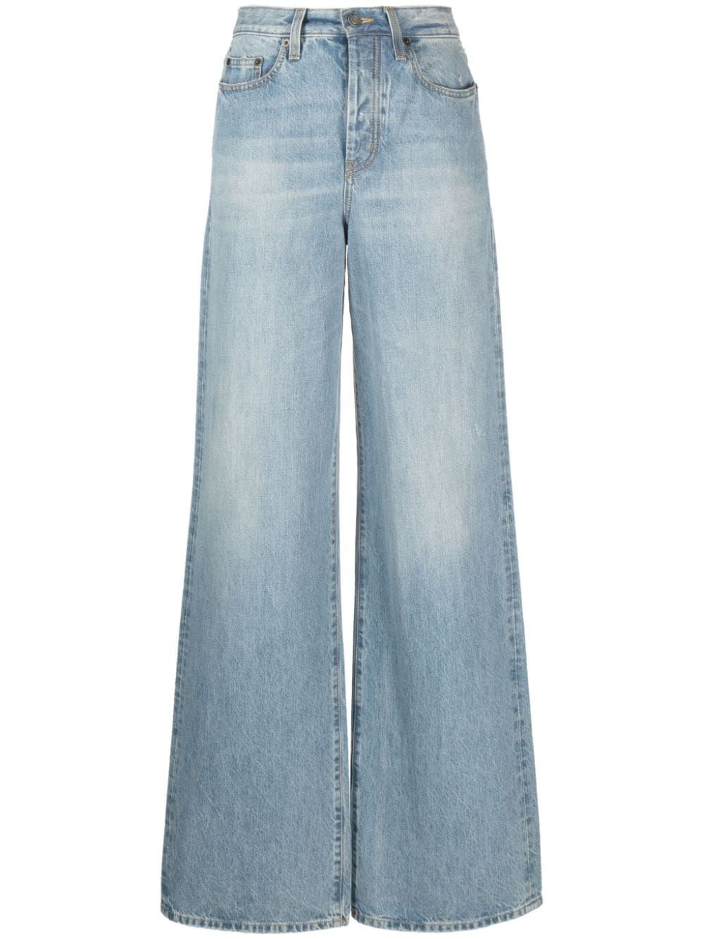 Saint Laurent wide-leg Cotton Jeans - Farfetch | Farfetch Global