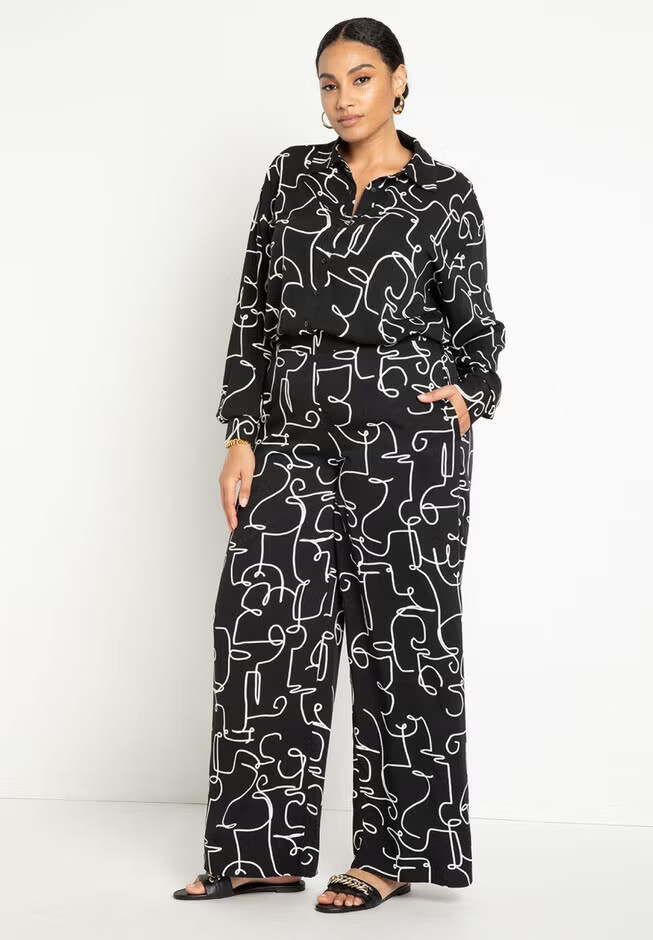 Printed Wide Leg Pant | Eloquii
