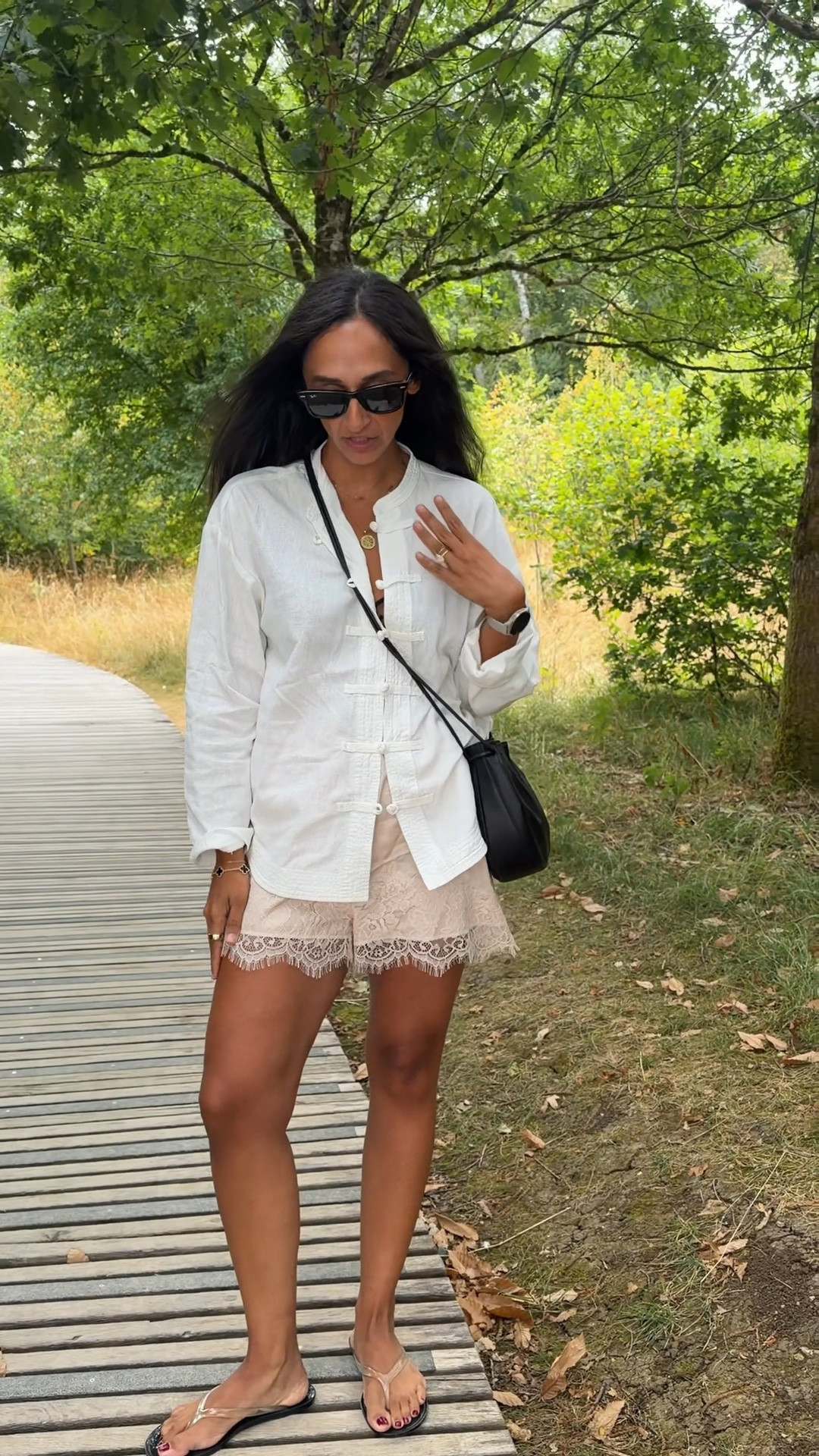 Satin lace shorts