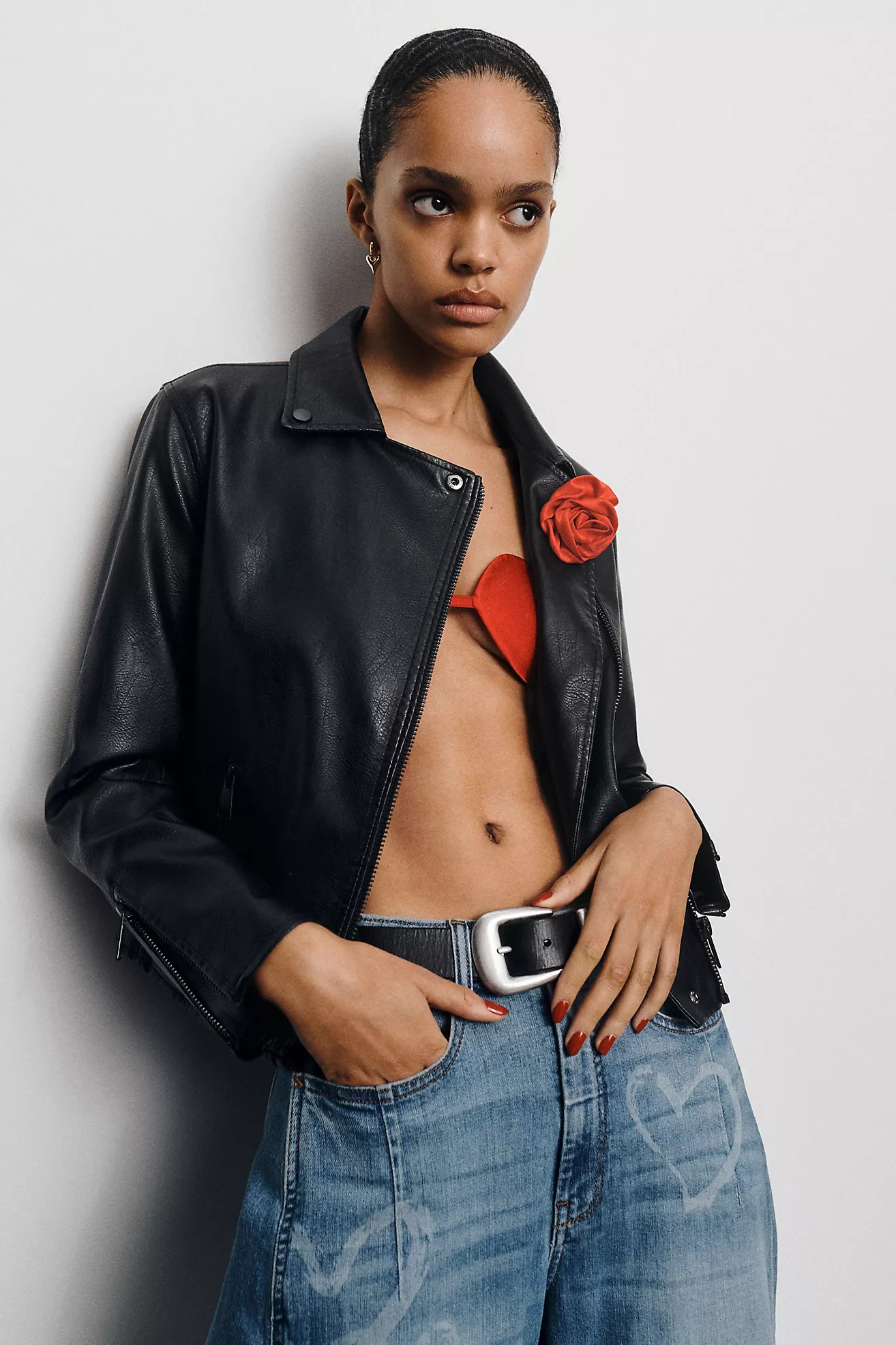 The Saige Faux-Leather Moto Jacket | Anthropologie (US)