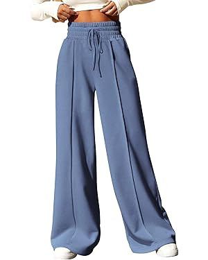 BTFBM Womens Wide Leg Sweatpants Casual Loose Solid Color Pants Comfy Lounge Joggers Baggy Sweatp... | Amazon (US)