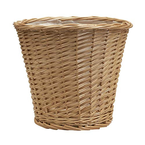Household Essentials Willow Wicker Waste Basket, Medium, Handwoven with Built-in Plastic Liner, Durable and Attractive Weave, Tapered Design, Compact, Easy to Clean, Natural | Amazon (US)