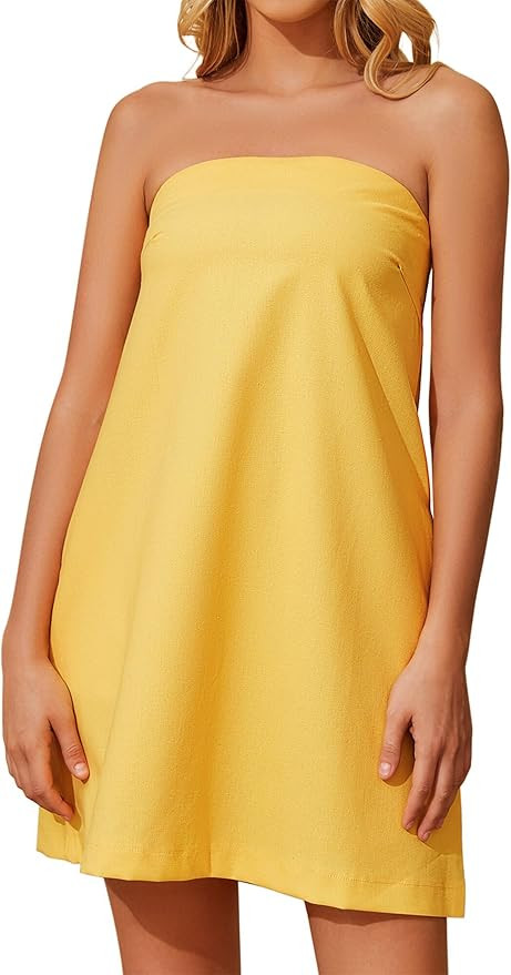 Meladyan Women’s Summer Tube Dress Strapless Backless Mini Tube Dress Smocked Cut Out Relaxed M... | Amazon (US)