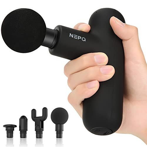 NEPQ Mini Massage Gun, Powerful Fascial Gun Portable Deep Tissue Percussion Muscle Back Head Massager for Pain Relief with 4 Massage Heads High-Intensity Vibration Rechargeable Small Massage Gun | Amazon (US)