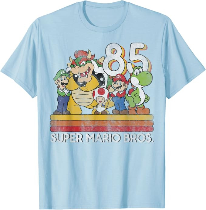Nintendo Super Mario Retro Character Line-Up T-Shirt | Amazon (US)