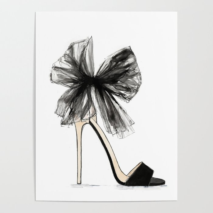 Jimmy Choo Bow Shoe Illustration Art Poster by Anna Wijnands - 18" X 24 | Society6