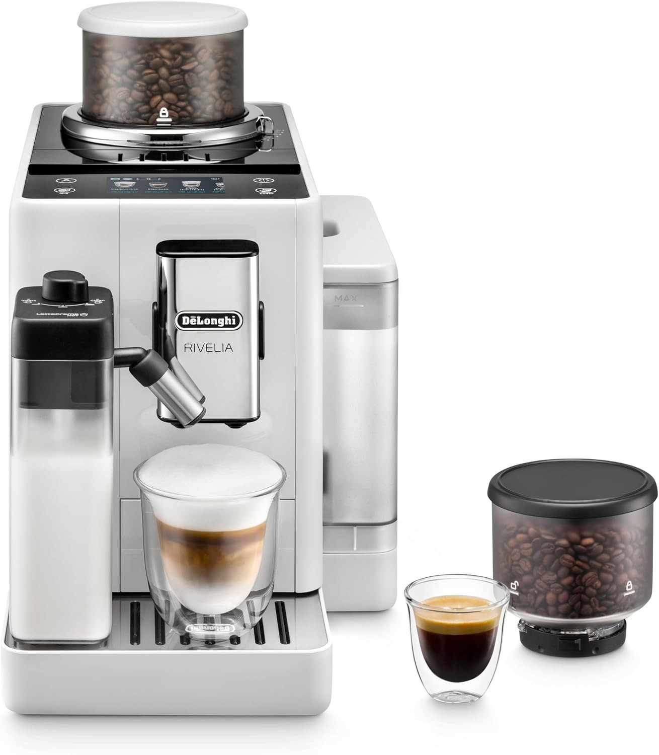 De'Longhi Rivelia Automatic Espresso Machine, Milk Frother, White | Amazon (US)