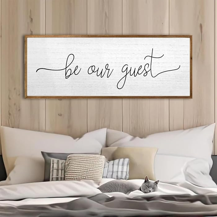 Be Our Guest Wall Decor Sign 40''\u00d715'' Large Rustic Farmhouse Family Guest Room Bedroom Abov... | Amazon (US)