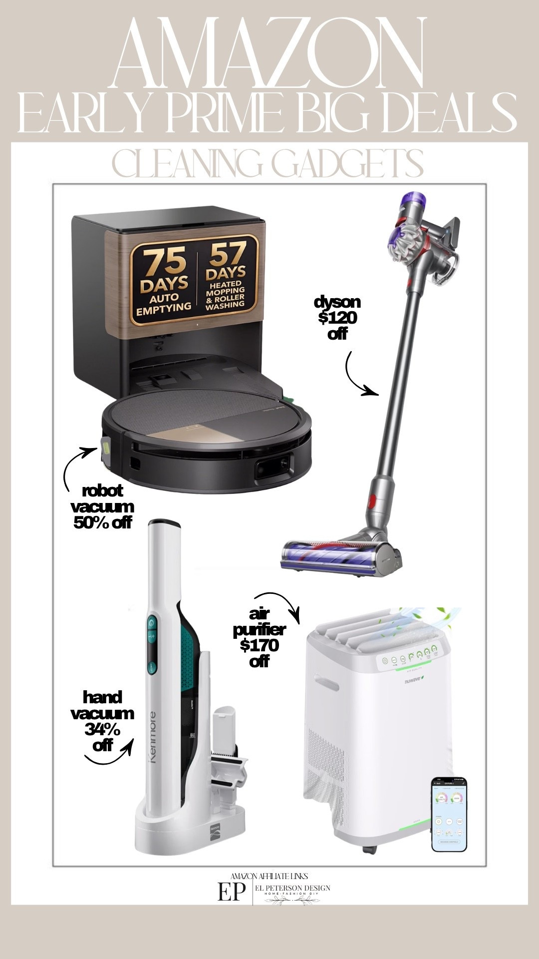 Amazon 
Early Prime Big Deals 
Cleaning gadgets
Robot vacuum
Handheld vacuum
Humidifier 
Dyson

#LTKHome #LTKSaleAlert