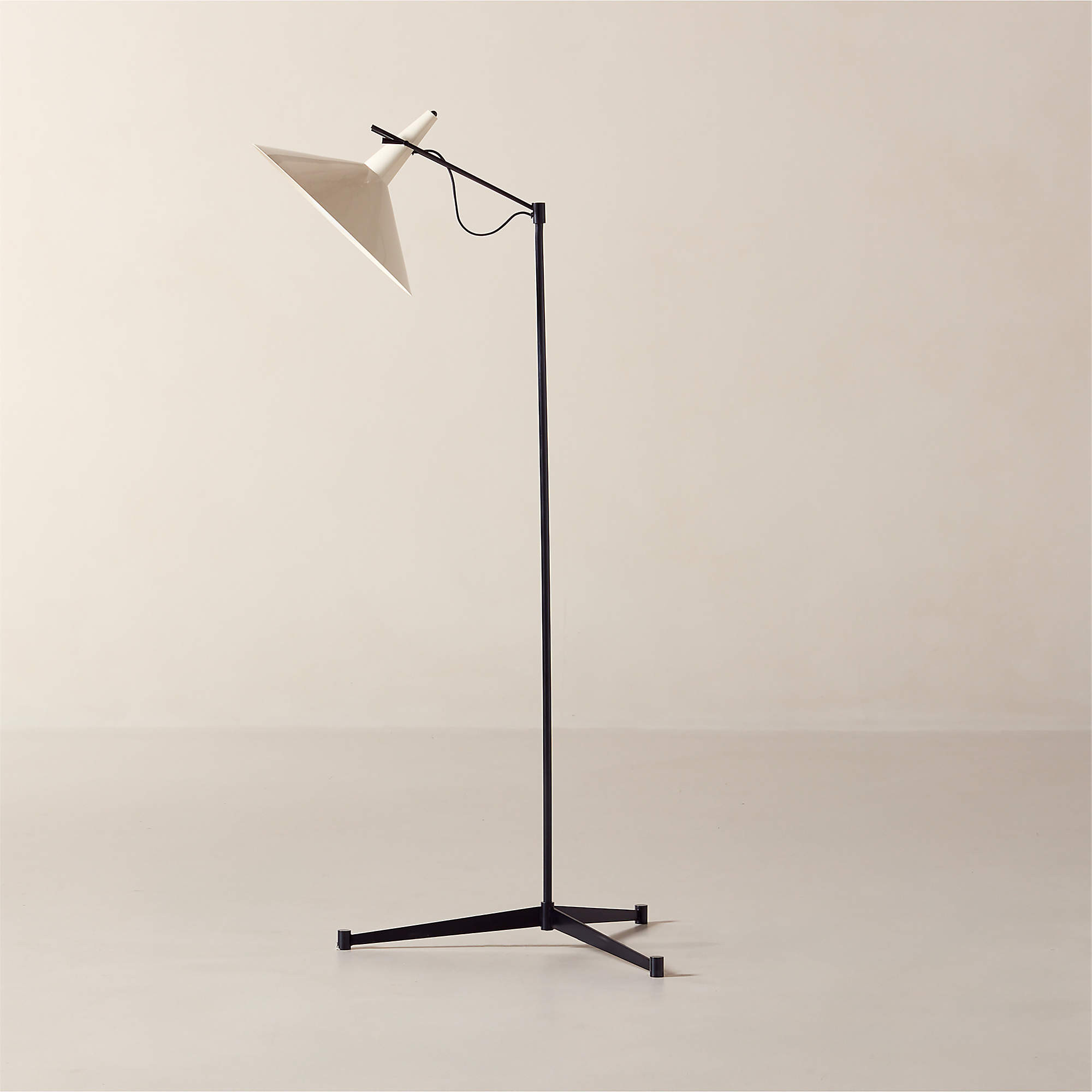 Exposior Blackened Brass Task Floor Lamp with Warm White Shade Model E11 by Paul McCobb + Reviews... | CB2