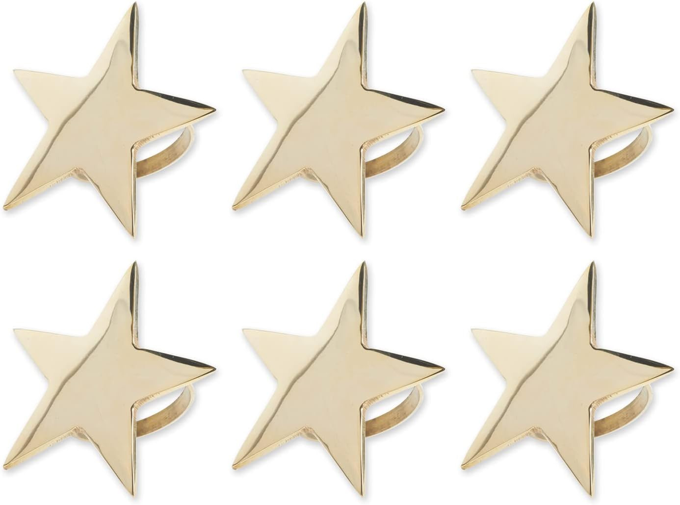 DII Gold Star Napkin Rings Set of 6, 2.5" Christmas Holiday Table Decor | Amazon (US)