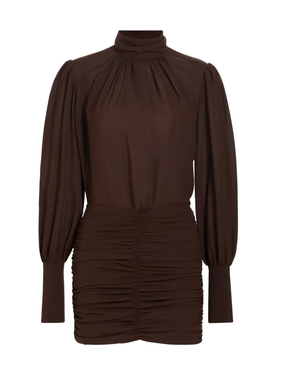 Yebba Ruched Long-Sleeve Minidress | Saks Fifth Avenue