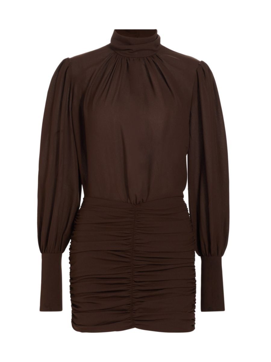 Yebba Ruched Long-Sleeve Minidress | Saks Fifth Avenue