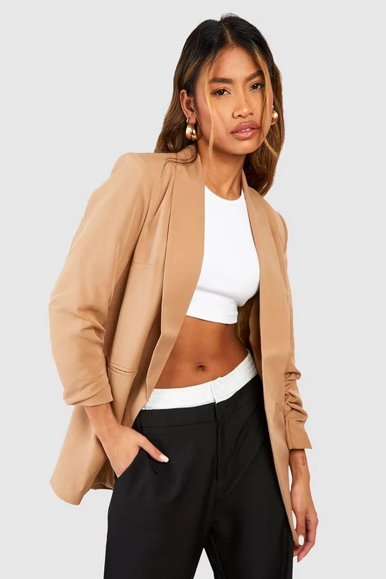 Ruched Sleeve Blazer | Boohoo.com (UK & IE)
