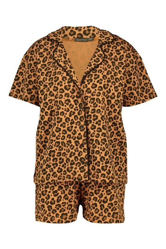 Leopard Jersey PJ Short Set | Boohoo.com (US & CA)