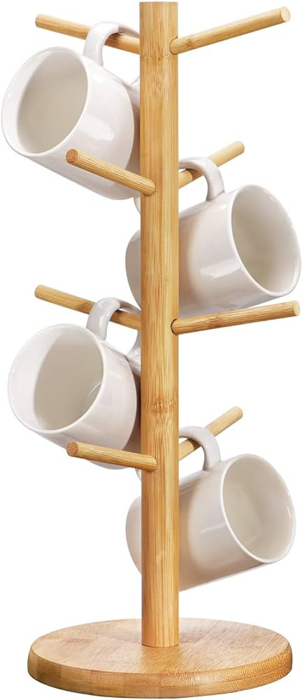 Lorbro Coffee Mug Tree with 8 Hooks, Mug Tree Stand, Wood Coffee Cup Holder, Countertop Mug Tree,... | Amazon (US)
