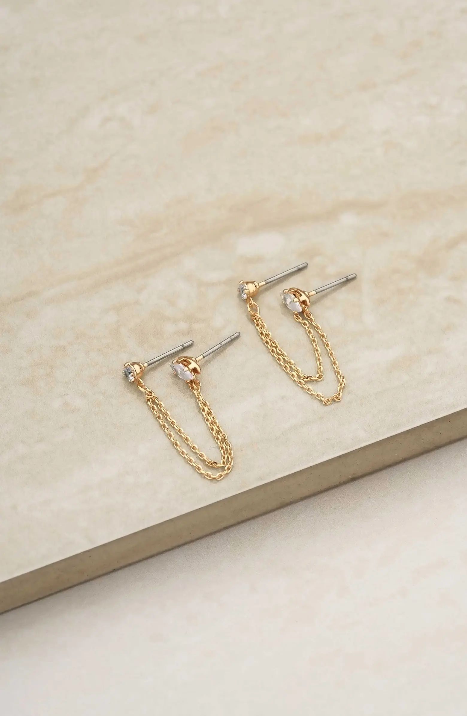 Double Piercing Chain Drop Earrings | Nordstrom