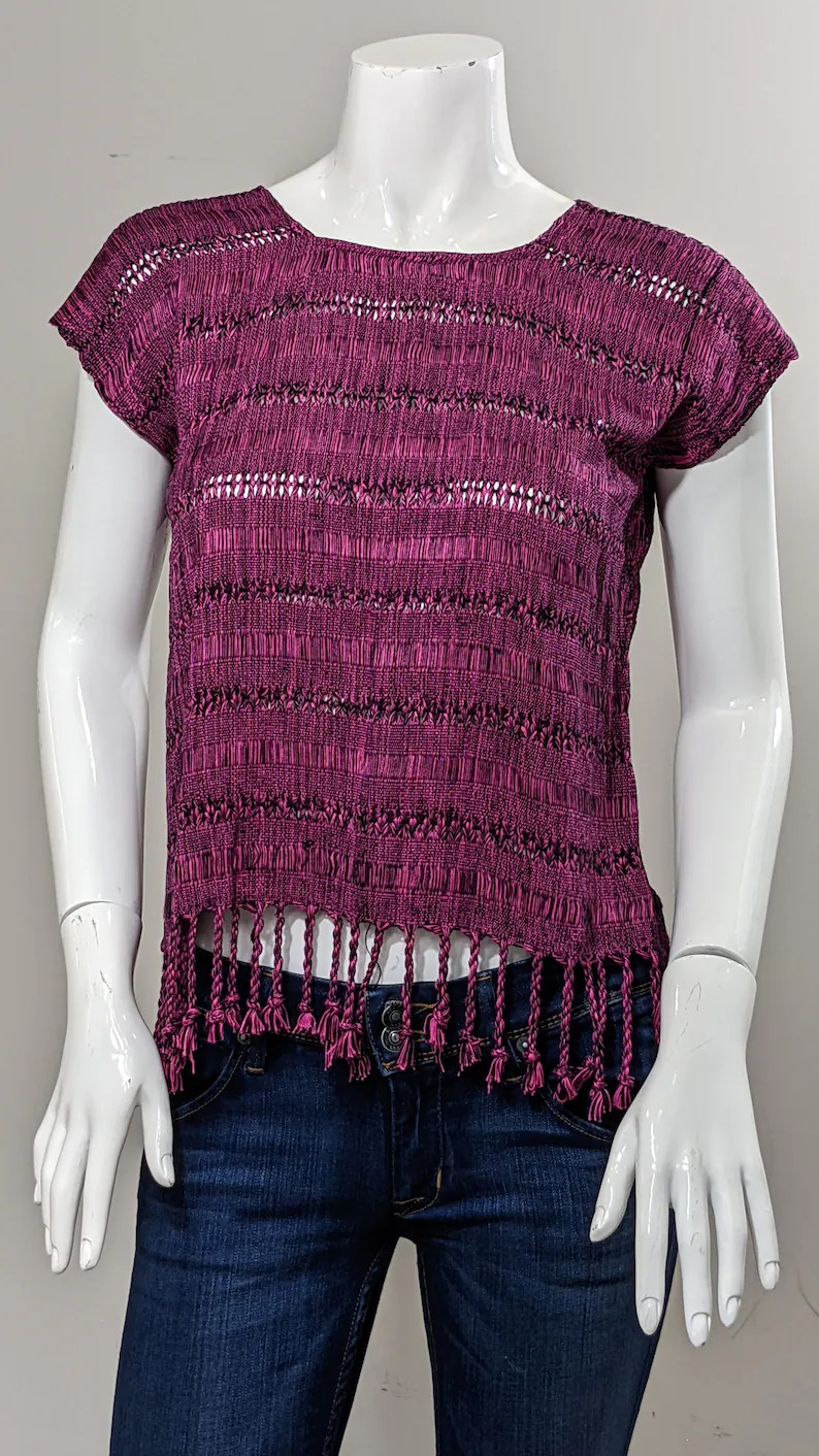 Handwoven Guatemalan Huipil Top - Alem\u00e1n Yarn Blouse With Tassels - Etsy | Etsy (Global)