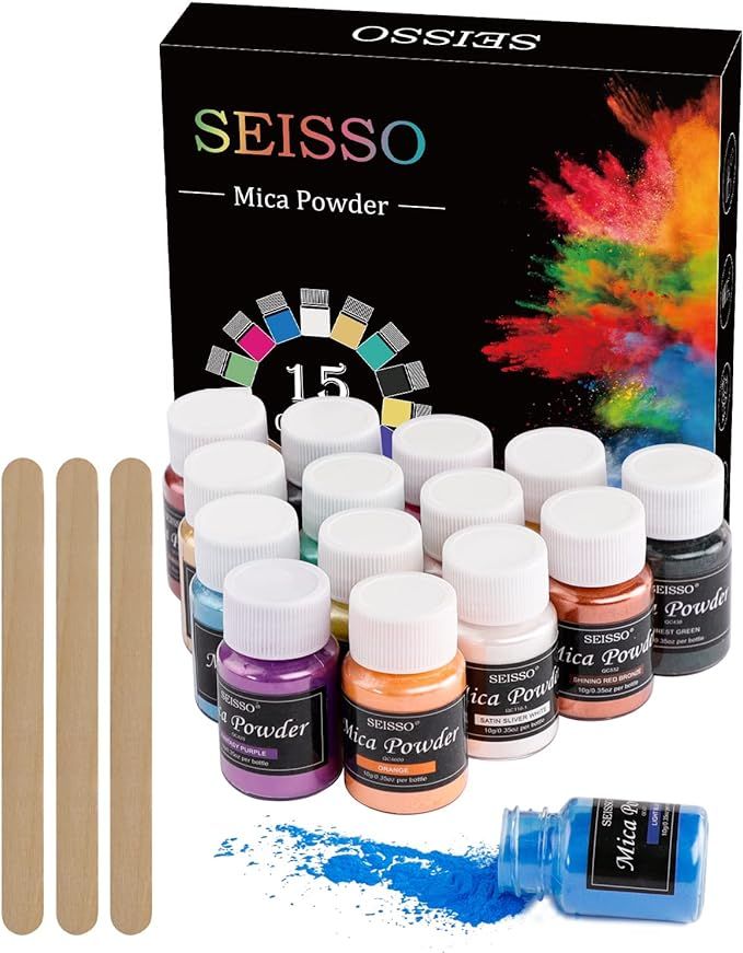 SEISSO - 150g Mica Powder - 15 Colors Epoxy Resin Pigment - Shimmery Pigment Powder for Slime, Pa... | Amazon (US)
