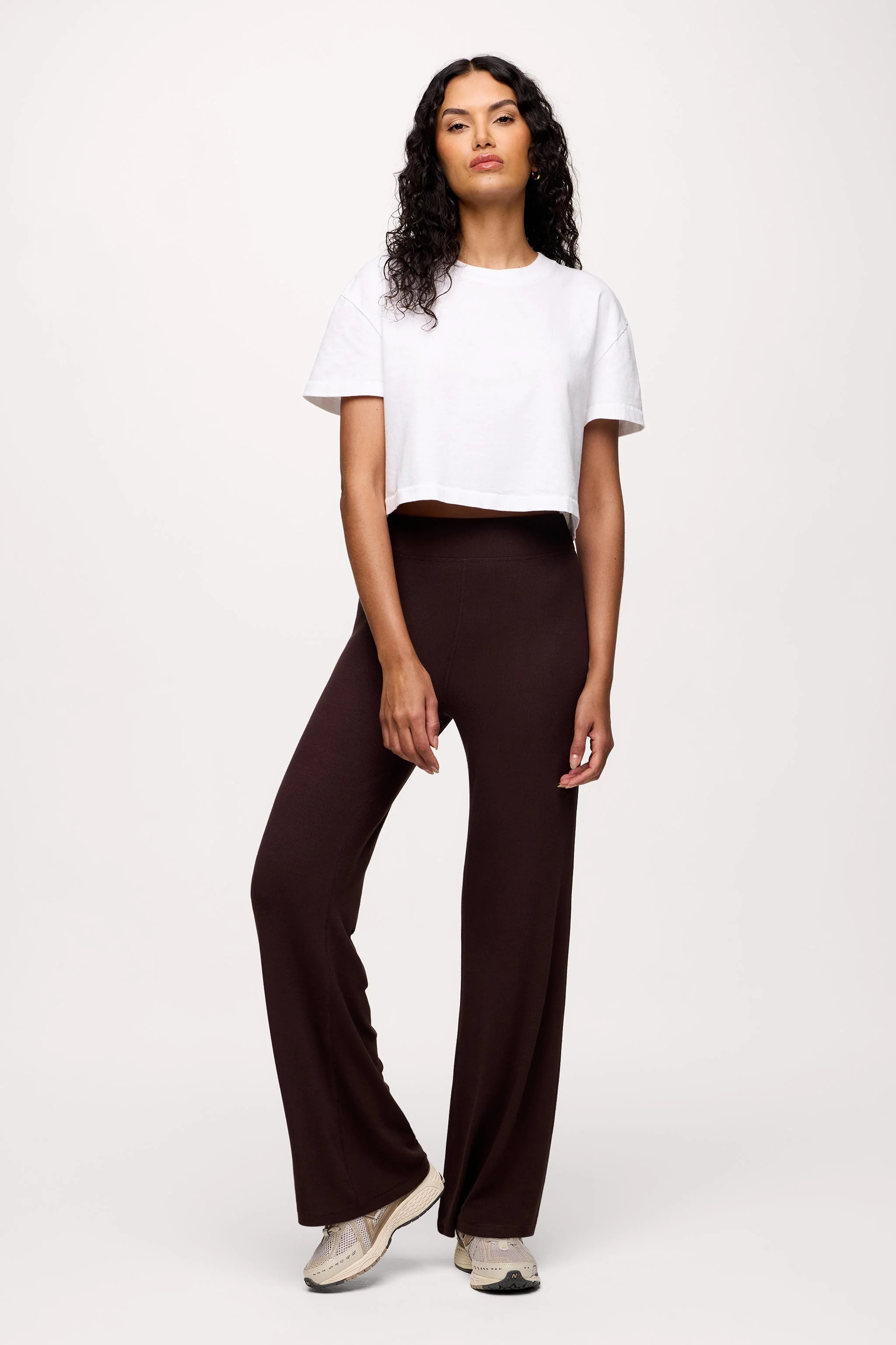 Slinky Rib Streamline Pant | Espresso | nuuds