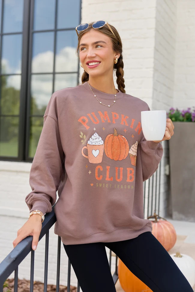 Pumpkin Club Mocha Graphic Sweatshirt | Pink Lily