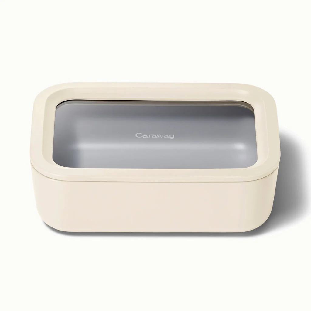 Caraway Medium Ceramic Coated Glass Food Storage Container Cream | REBEL (formerly Rebelstork)