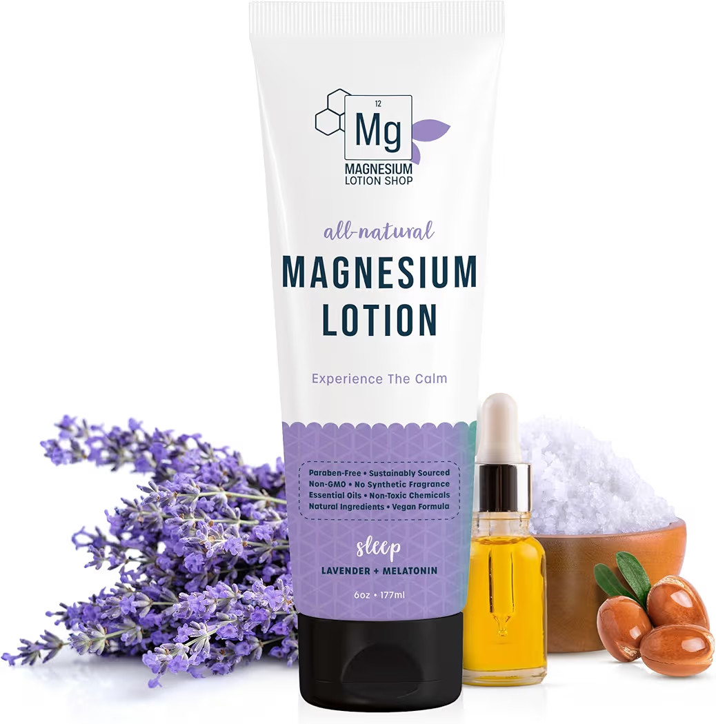 Lavender Scented Melatonin Magnesium Lotion for Sleep | 250 mg Zechstein Magnesium & 3 mg Melaton... | Amazon (US)