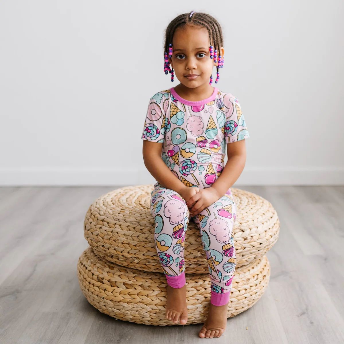 Pink Sweet Treats Two-Piece Short Sleeve Bamboo Viscose Pajama Set-FINAL SALE | Little Sleepies