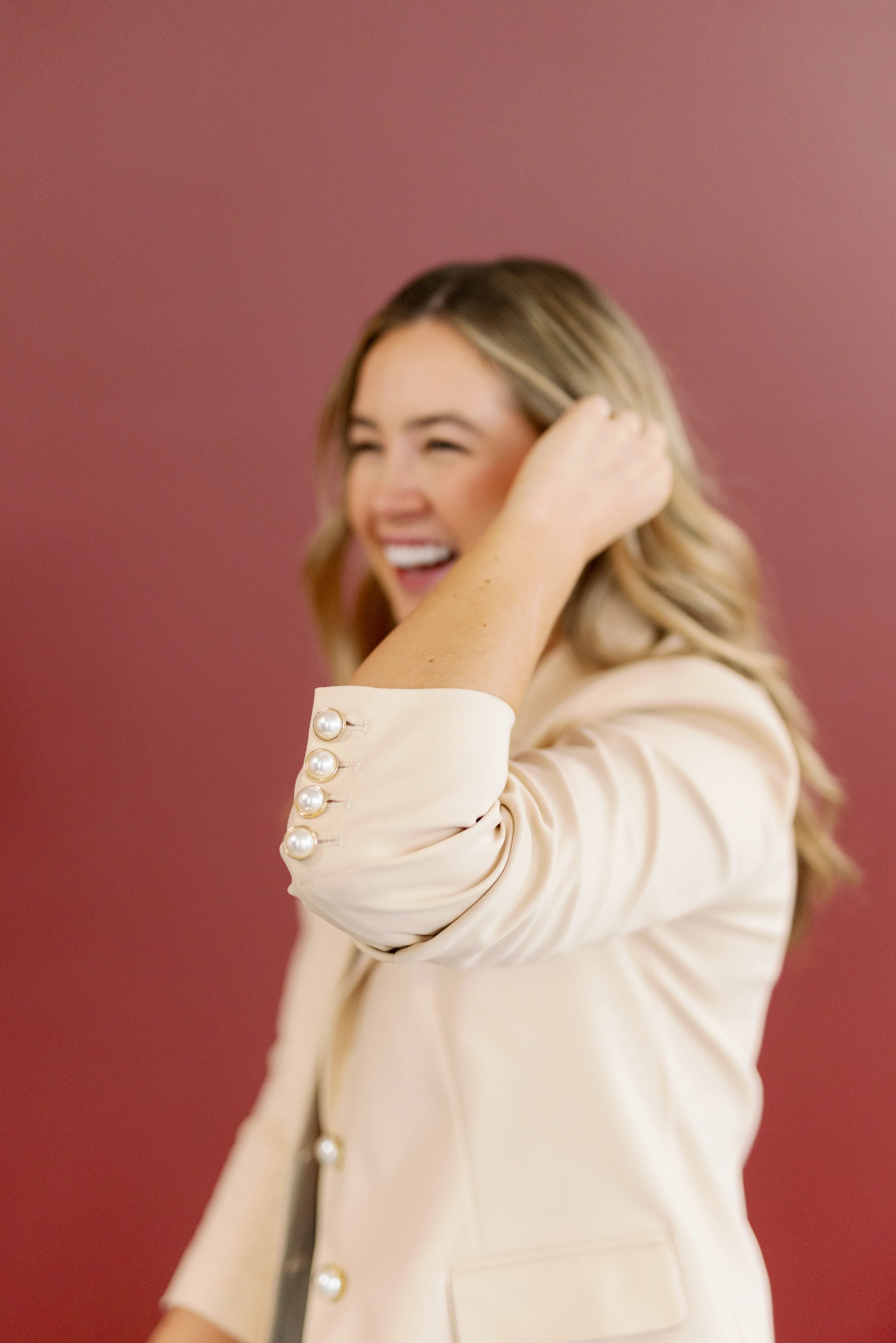 The "I'll Have What She's Having" Cream Boyfriend PWR WMN Women's Blazer | Women's Workwear | PWR WMN LLC