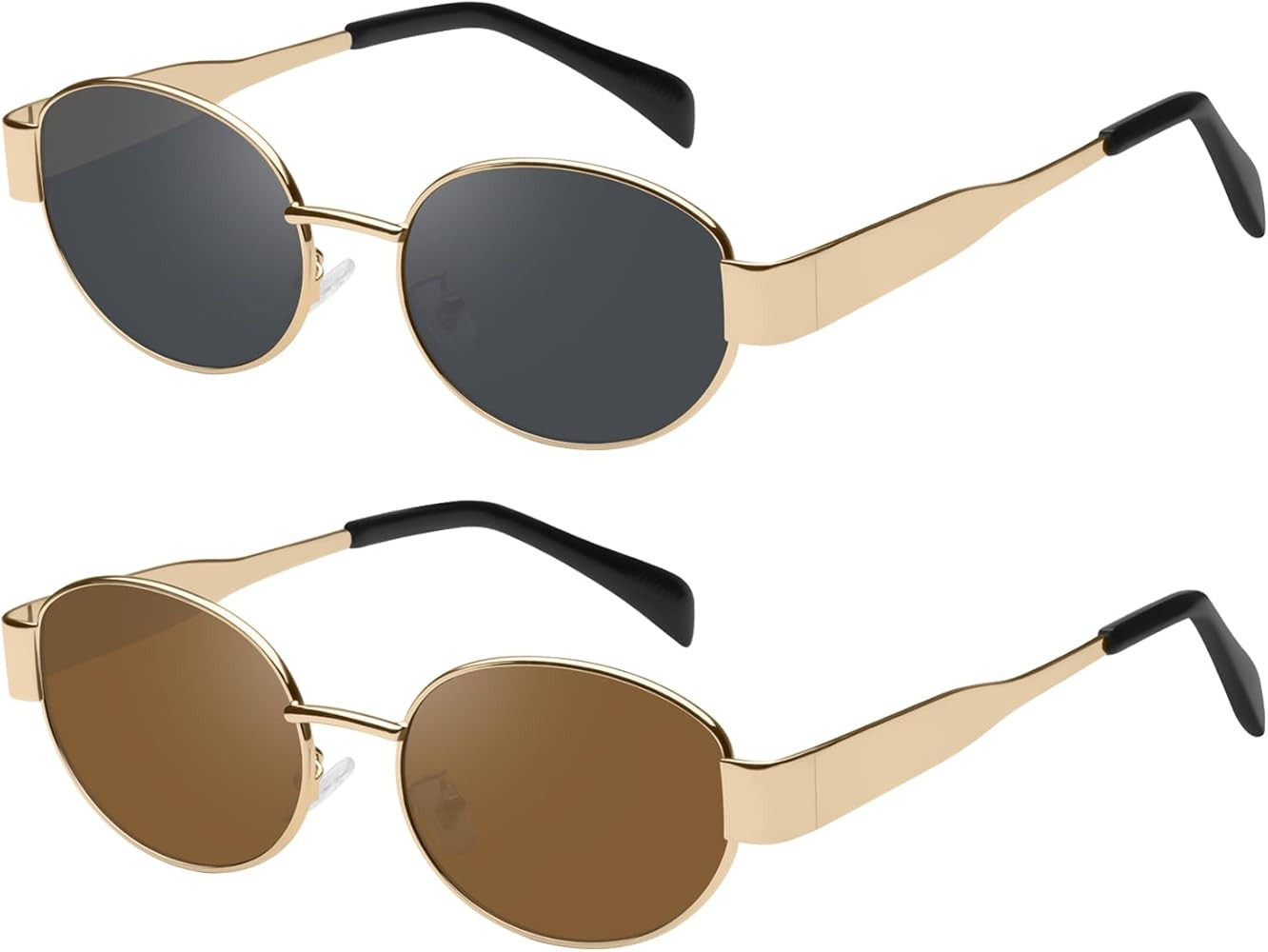 YDAOWKN Retro Oval Sunglasses for Women Men Trendy Classic Shades Sun Glasses Metal Frame UV400 P... | Amazon (US)