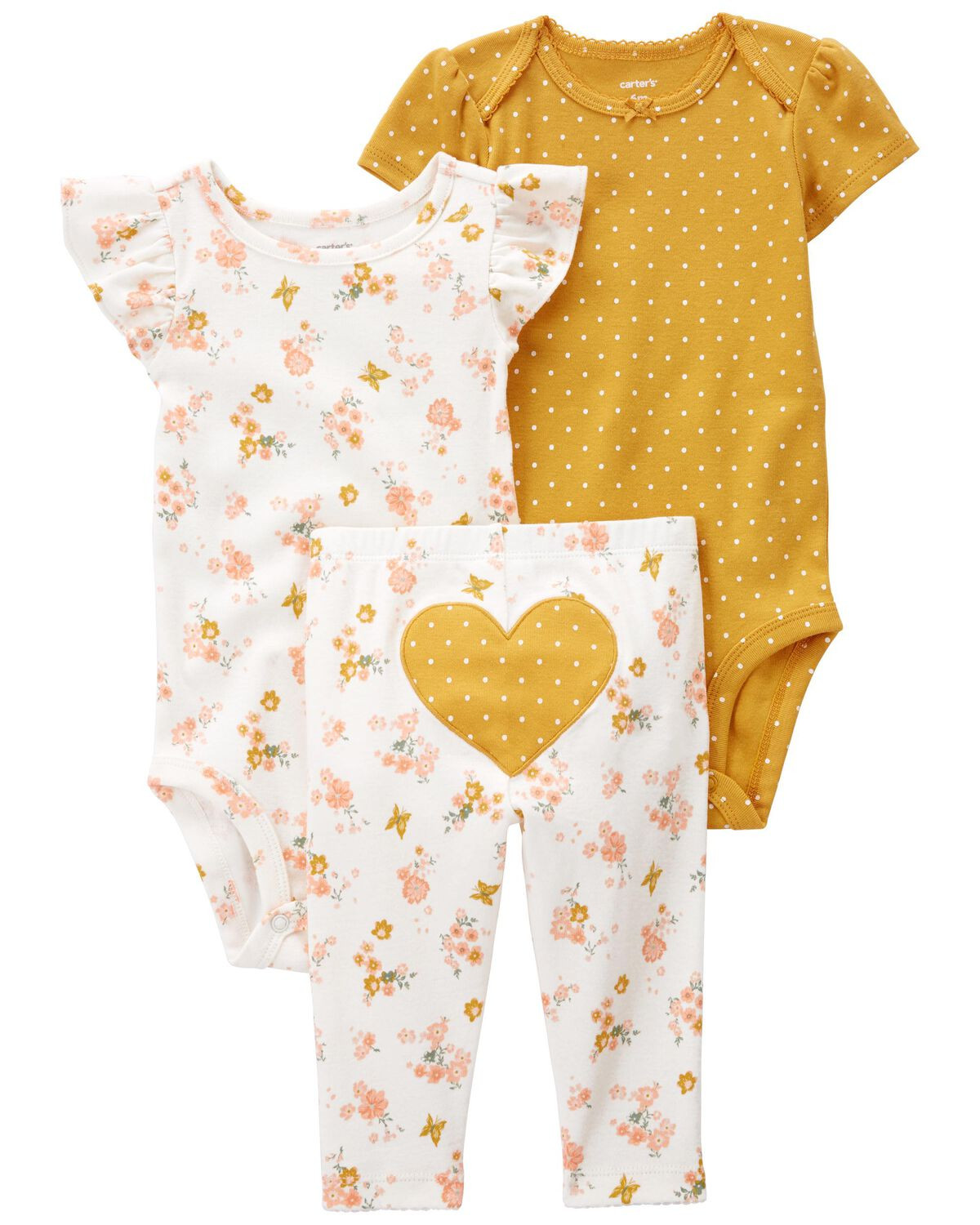 White/Yellow Baby 3-Piece Heart Little Character Set | carters.com | Carter's