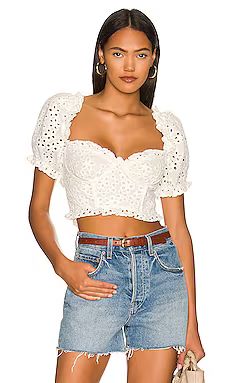 For Love & Lemons Becca Top in White from Revolve.com | Revolve Clothing (Global)