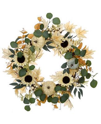 23" Harvest Sunflowers Wreath | Macys (US)