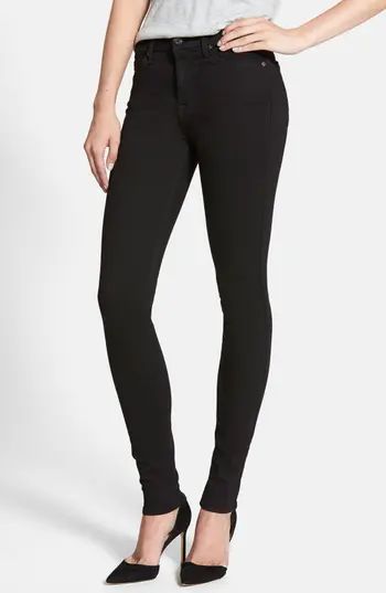 Women's 7 For All Mankind 'Slim Illusion Luxe' High Waist Skinny Jeans, Size 25 - Black | Nordstrom