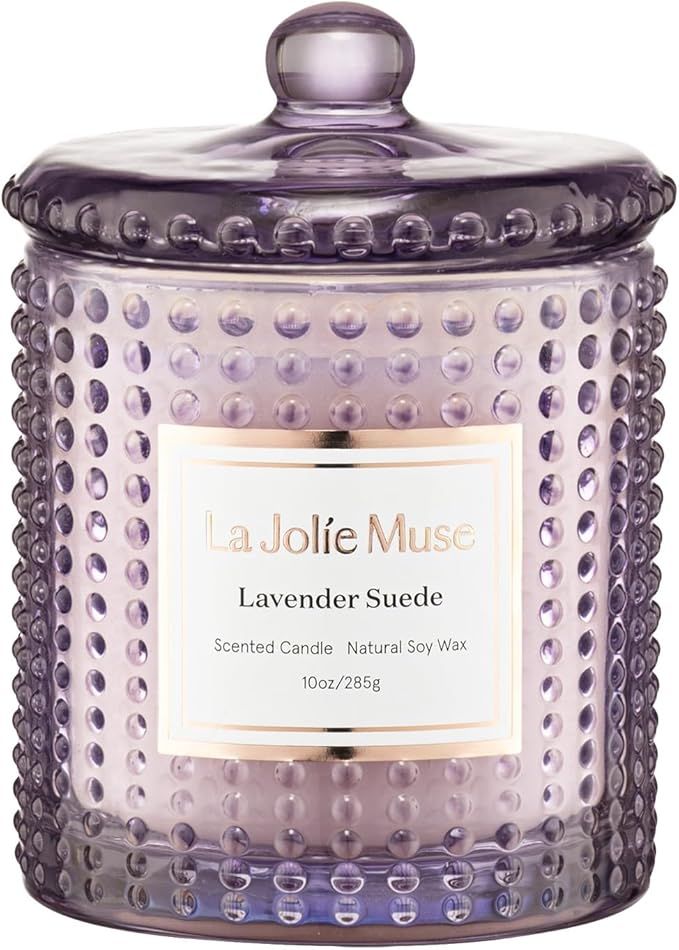 LA JOLIE MUSE Lavender Suede Candle, Lavender Scented Candles Gifts for Women, Aromatherapy Candl... | Amazon (US)