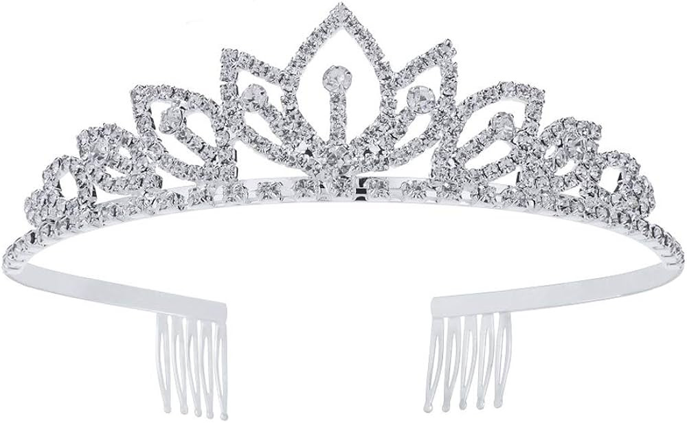 Princess Crystal Tiara Crown with Comb Women Girls Cosplay Party Queen Bridal Wedding Hair Jewelr... | Amazon (US)