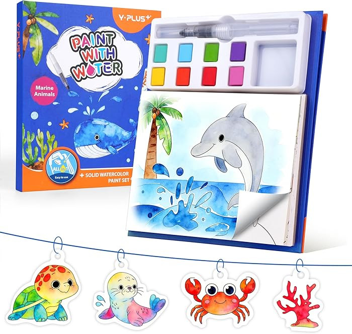 YPLUS Paint with Water Coloring Book for Toddlers, Mess Free Watercolor Painting Set with Brush, ... | Amazon (US)