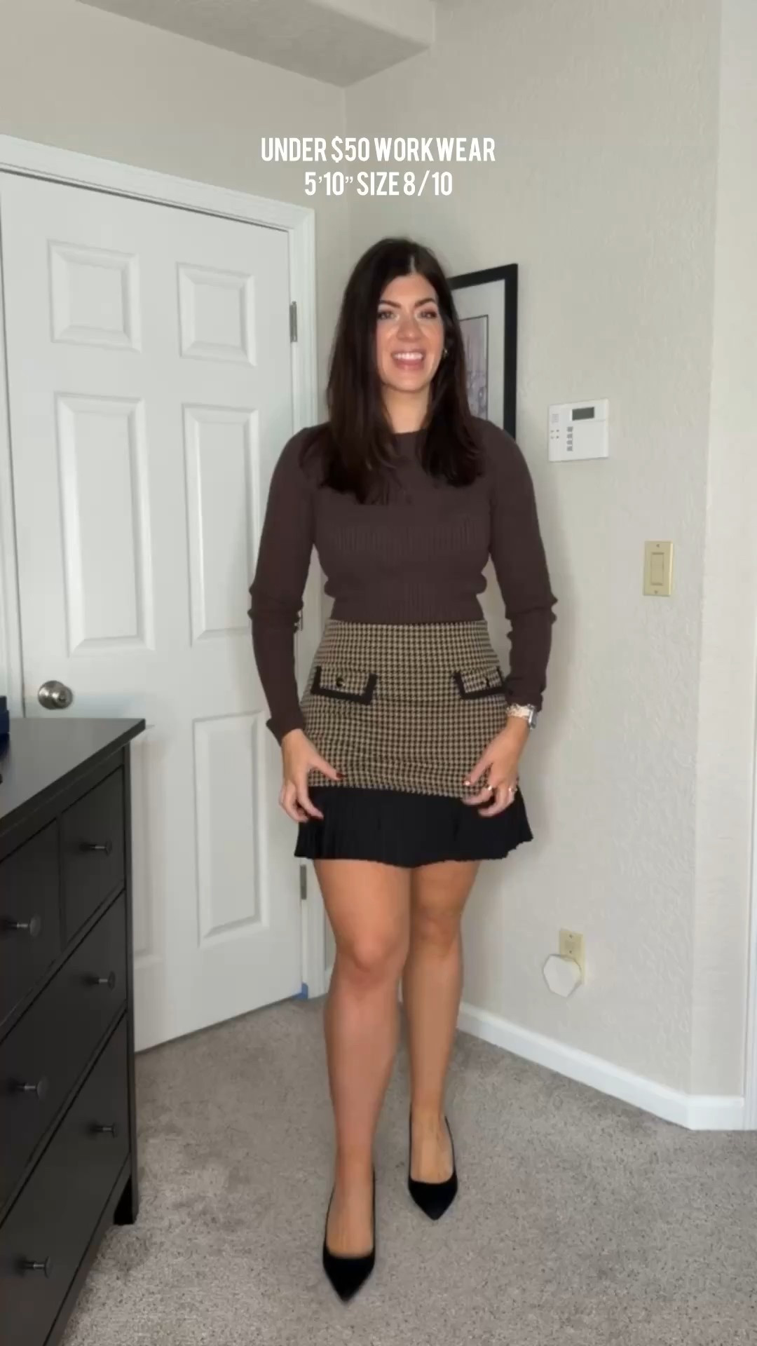 In a medium tall ribbed knit In a large tweed skirt

Under $50 workwear, midsize workwear, office outfit, business casual outfits, chic office looks, professional style, midsize fashion inspo, everyday work outfits, office outfit, affordable workwear, work to weekend looks, affordable workwear, plaid skirt, brown, trending

#LTKWorkwear #LTKootd #LTKMidsize