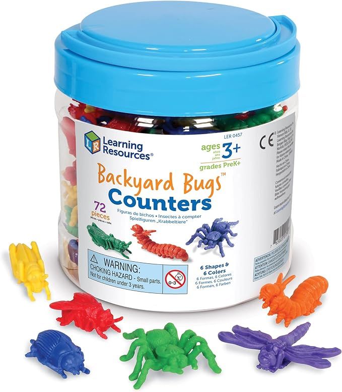 Learning Resources Backyard Bugs Counters - 72 Pieces, Ages 3+ Counting and Sorting Toys for Todd... | Amazon (US)