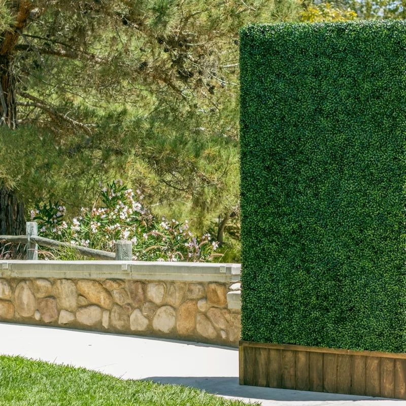 3.5 ft. H x 3.5 ft. W Artificial Plants Milan Hedge Polyethylene Fence Panel (Set of 2) | Wayfair North America