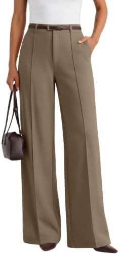 LILLUSORY High Waisted Front Seam Stretchy Dress Work Pants with Pockets | Wide Leg & Drapey Fit,... | Amazon (US)