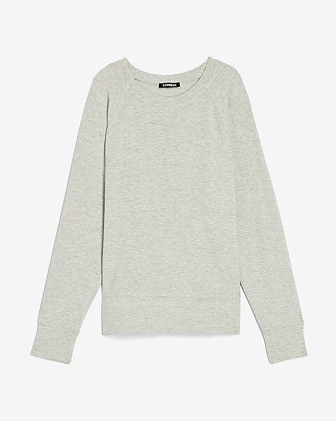 Heathered Side Slit Crew Neck Sweatshirt | Express