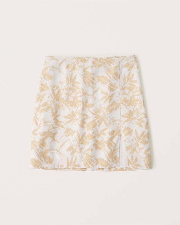 Linen-Blend A-Line Mini Skirt | Abercrombie & Fitch (US)