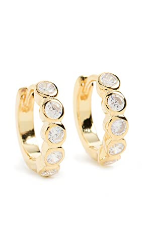 By Adina Eden Women's Bezel Huggie Earrings, Gold, One Size | Amazon (US)